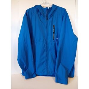 Paradox Waterproof Rain Jacket Sz XL Blue Hooded Full Zip Adjustable Cuff Pocket